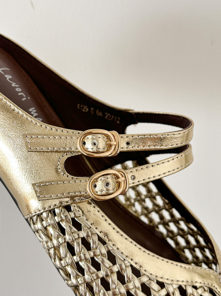 Karin Luna In Stock Spot Goods Hollow Woven One-Strap Closed-Toe Slippers