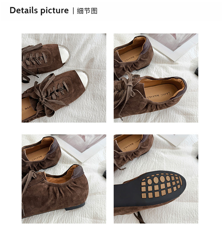 Karin Luna In Stock In Stock  High-end Metal Toe Lace-up Flats