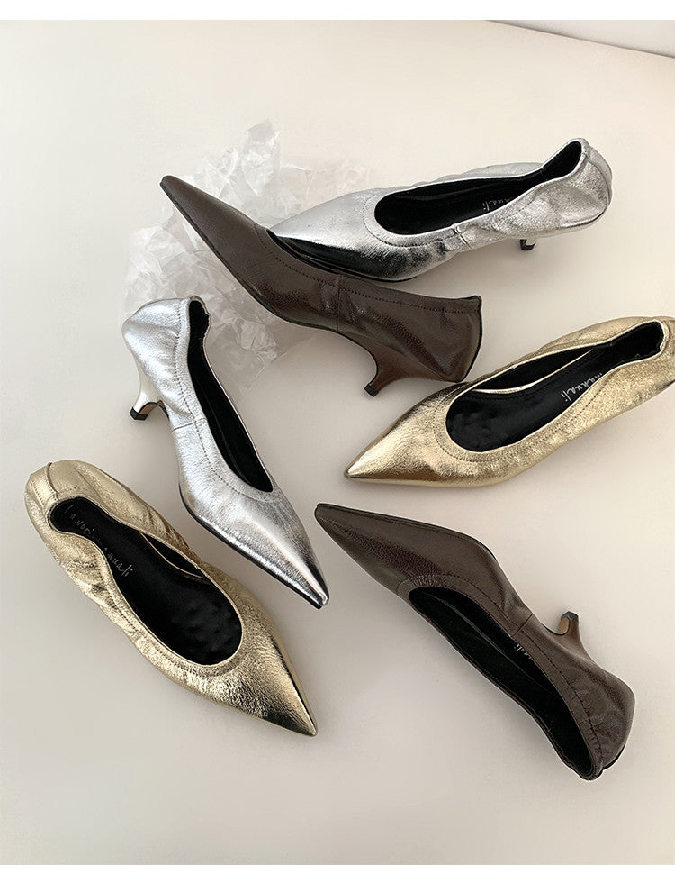 Karin Luna In Stock Spot Goods    Vintage Classic Style Shallow Mouth Single Shoes