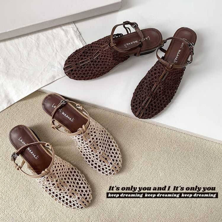 Karin Luna In Stock Spot Goods  Resort Style Series~Casual woven closed-toe flat sandals