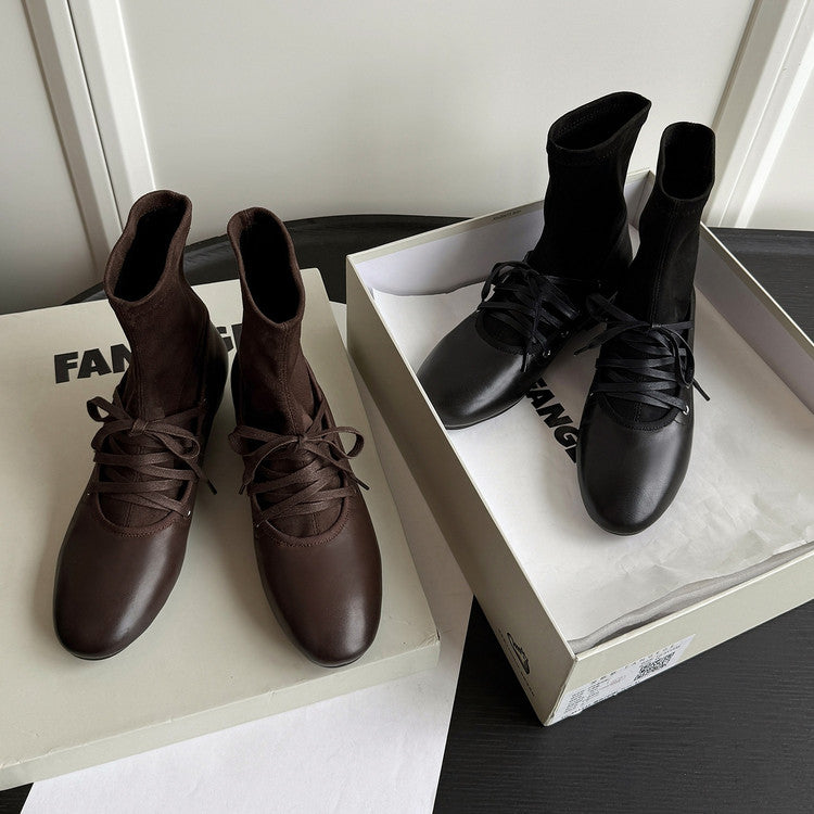 Karin Luna Round Toe Internal Height Increase Lace-up Ankle Boots