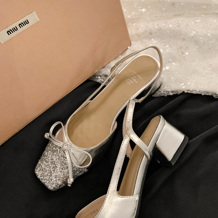 Karin Luna In Stock Spot Goods  Square Head Butterfly Knot Square Toe Unique Gretel Sandals