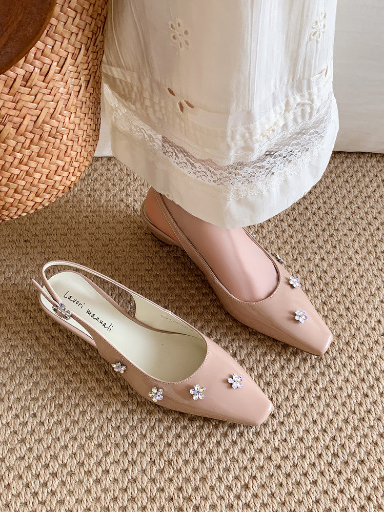 Karin Luna In Stock  Spot Goods  Rhinestone Small Square Toe Closed-Toe Sandals