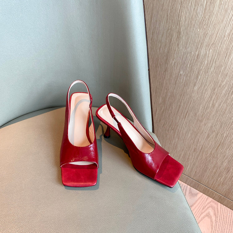 Karin Luna Classic Style Square Toe Open Toe French Retro Sandals