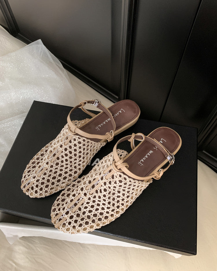 Karin Luna In Stock Spot Goods  Resort Style Series~Casual woven closed-toe flat sandals