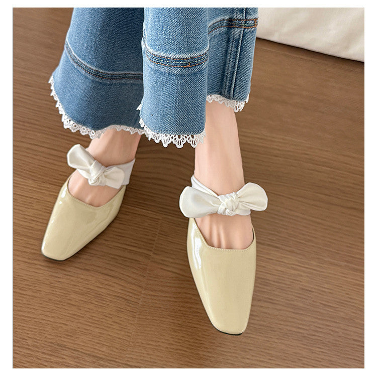 Karin Luna In Stock In Stock  Fluffy feel Bowknot Closed-Toe Slippers