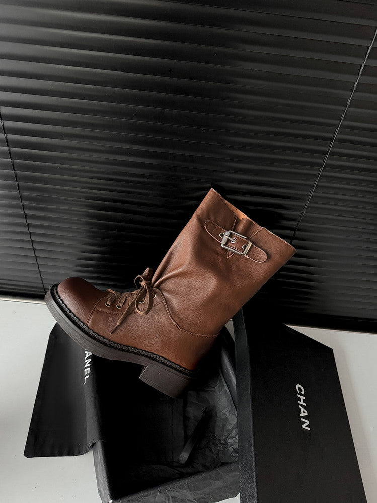 Karin Luna Bestseller Large Tube Thick Sole Martin Boots with Belt Buckle