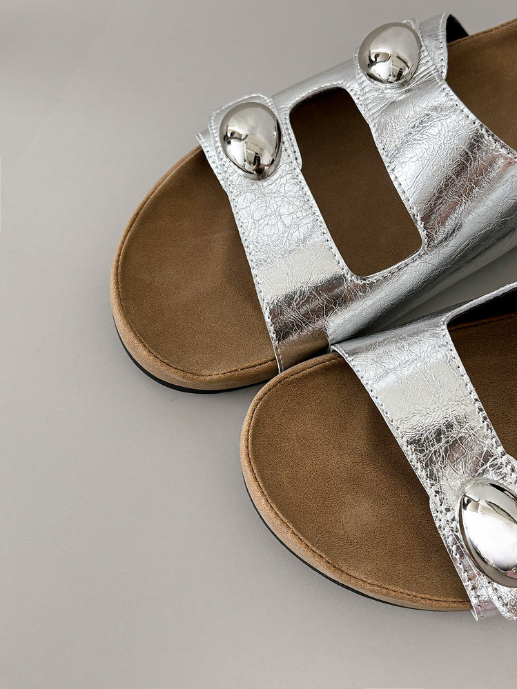 Karin Luna   Casual Style   Thick Sole Belt Buckle Slide Sandals