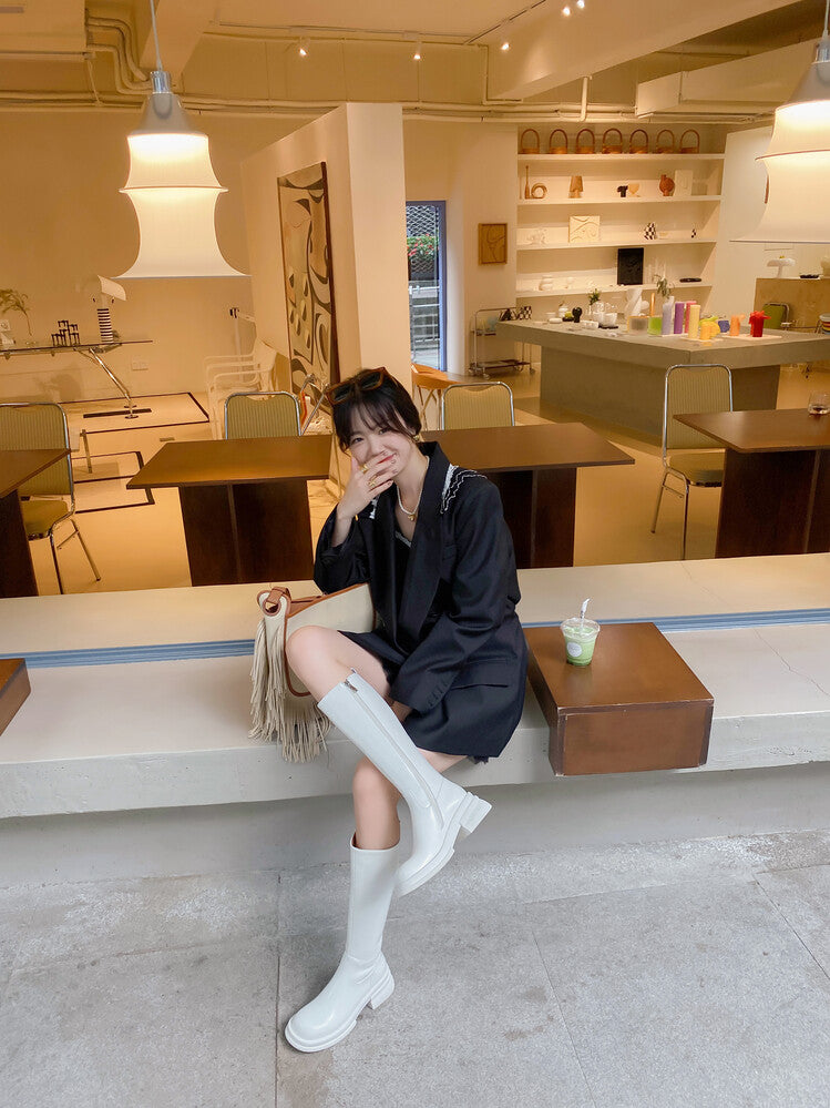 Karin Luna In Stock Spot Goods  Always in stock  Classic Basic Style Round Toe Thick Sole Knight Boots