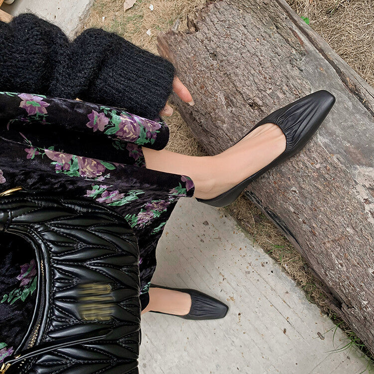 Karin Luna fell in love at first sight~ Spot Goods  Spot Goods Vintage Wrinkled Hollow Soft Sheepskin Elegant Versatile Single Shoes
