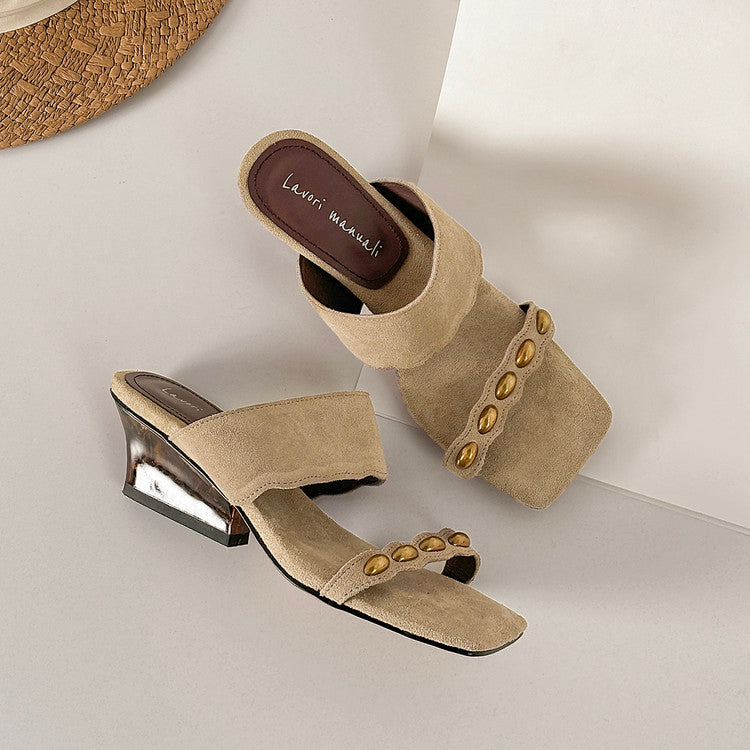 Karin Luna Hot-Selling Element Amber Heel~Spot Goods Spot Goods  Vacation Style One-Strap Amber Irregular Heel Slippers