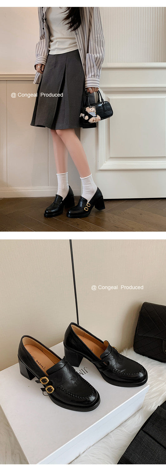 Karin Luna Bestseller Hot-Selling Derivative Edition Self-contained Strap Buckle Casual Loafers