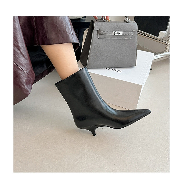 Karin Luna In Stock Spot Goods Minimalist Tube Kitten Heel Short Boots