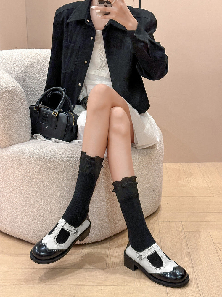 Karin Luna In Stock Spot Goods  Color Matching t Round Toe British Style Single Shoes