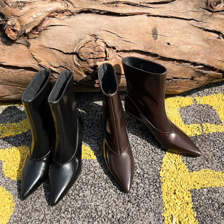 Karin Luna In Stock  Spot Goods Elegant kitten heel pointed toe trendy ankle boots