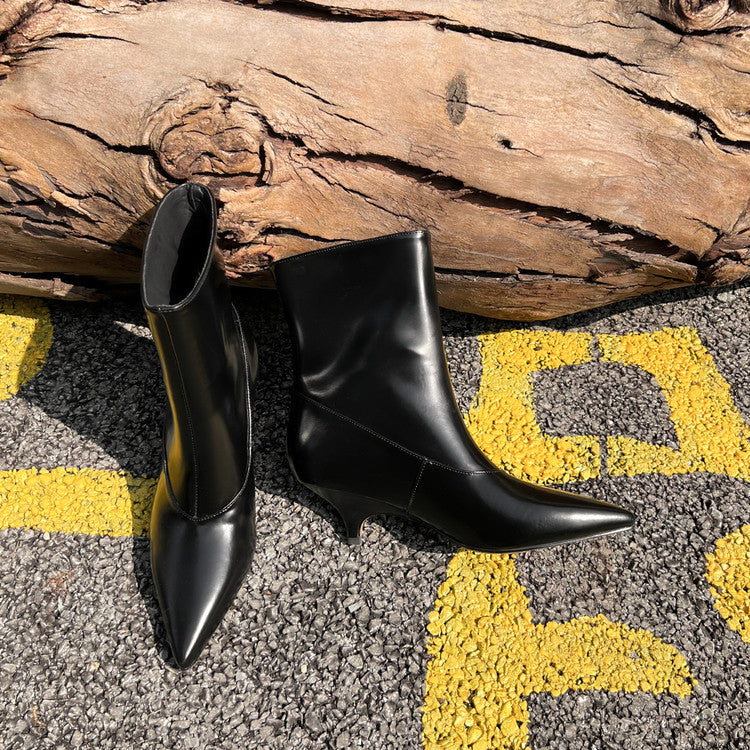 Karin Luna In Stock  Spot Goods Elegant kitten heel pointed toe trendy ankle boots