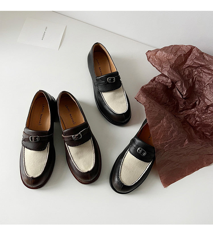 Karin Luna Casual Shoes Series~  In stock Classic color-blocking British style deep-mouth single shoes