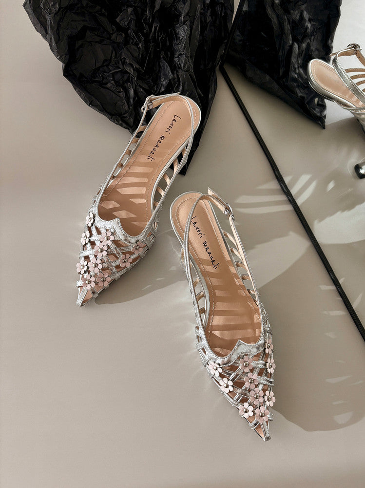 Karin Luna In Stock Spot Goods  Purely Handmade Flowers High-end Hollow Out Sandals