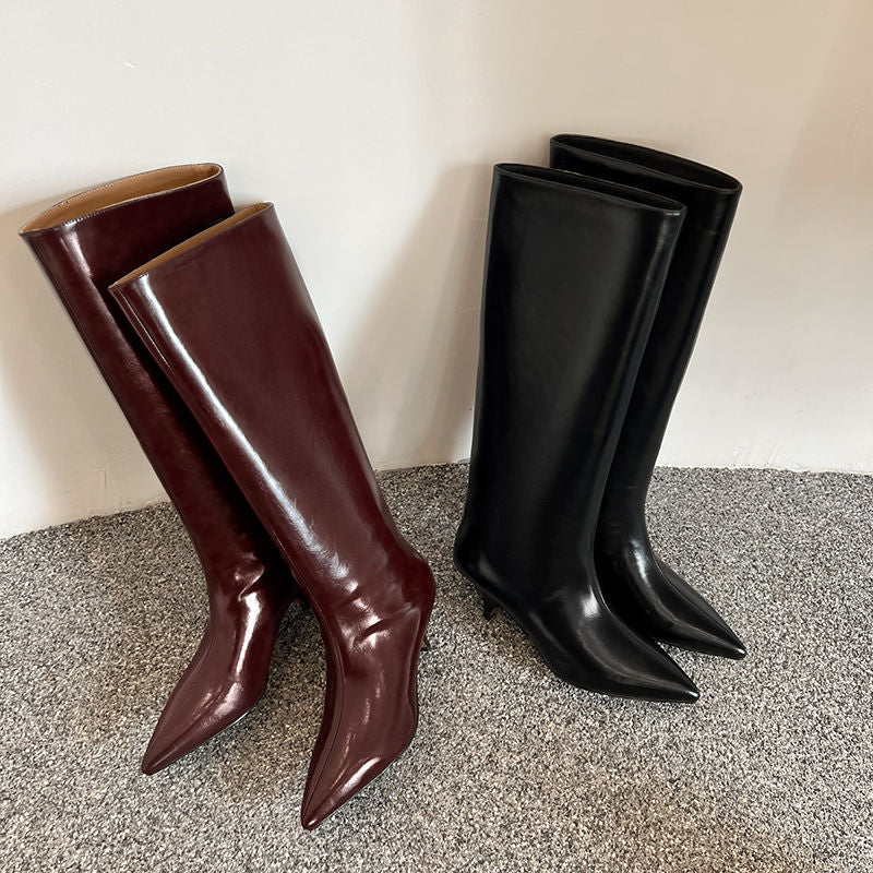 Karin Luna In Stock In Stock    Stunning Elegant Style Kitten Heel Straight Long Boots