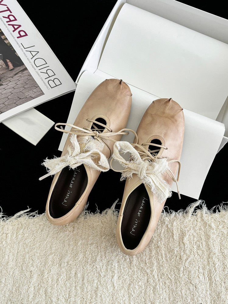 Karin Luna In Stock In Stock  Xiaohongshu Hot Sale Full Leather Round Toe Deep Mouth Single Shoes