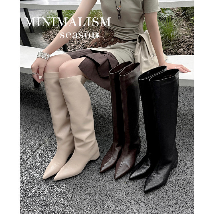 Karin Luna Hot-Selling Internal Height Increase Pointed Toe Straight-Leg Hot-Selling Long Boots
