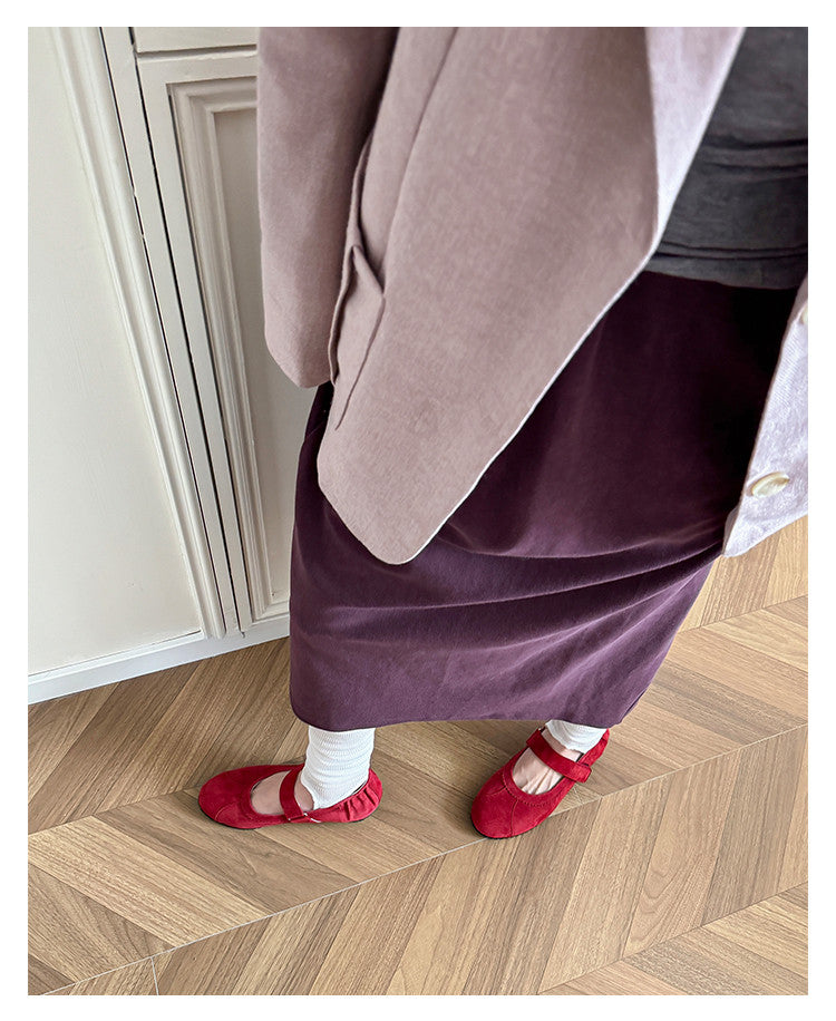 Karin Luna Casual Shoes Series~  In Stock In Stock Magic Tape Round Toe Internal Height Increase Single Strap Flats
