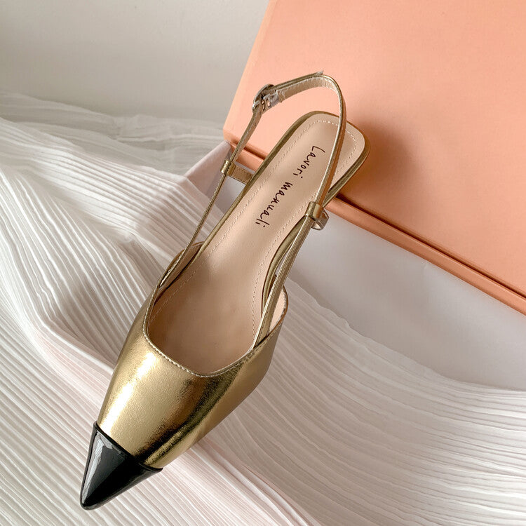 Karin Luna In Stock 24New Year's stock is now available Color Block Pointed Toe Full Leather Sandals