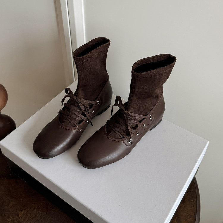 Karin Luna Round Toe Internal Height Increase Lace-up Ankle Boots