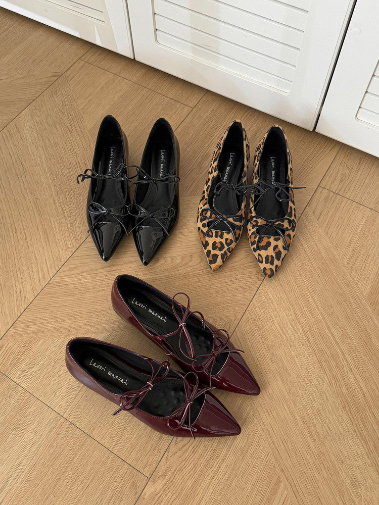 Karin Luna In Stock Spot Goods  Hot-selling Element Bowknot Square Toe Pointed Toe Single Shoes