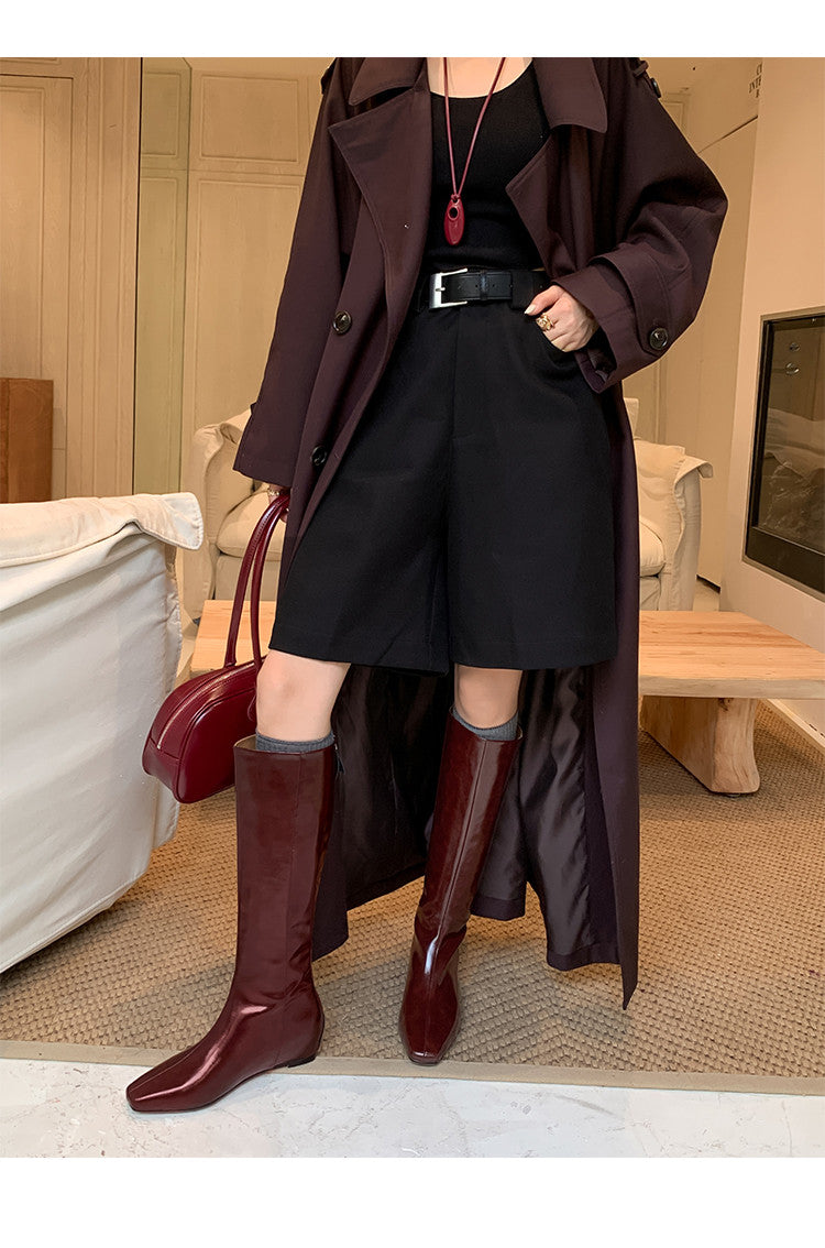 Karin Luna Minimalist Style Square-Toe Hidden Heel Long Boots