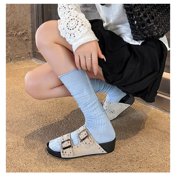 Karin Luna In Stock Spot Goods Casual Thick-Soled Belt Buckle Slippers
