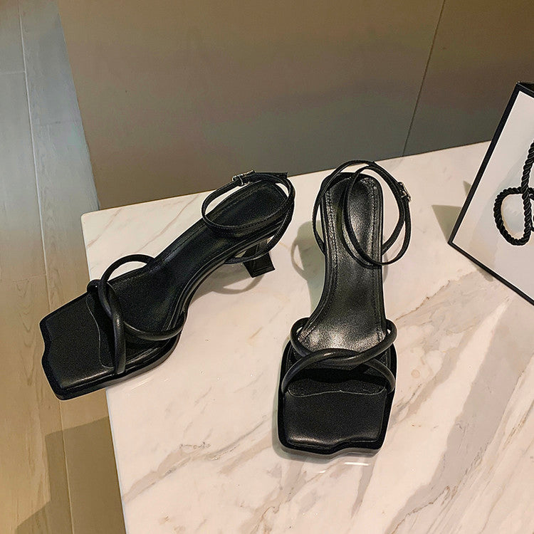 Karin Luna Classic Style  In stock  Basic Versatile Cross Strap High Heel Sandals
