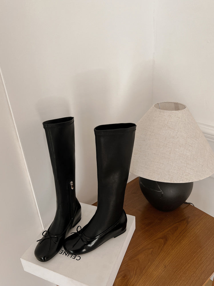 Karin Luna In Stock Spot Goods  Butterfly Knot Round Toe Hidden Heel Boots