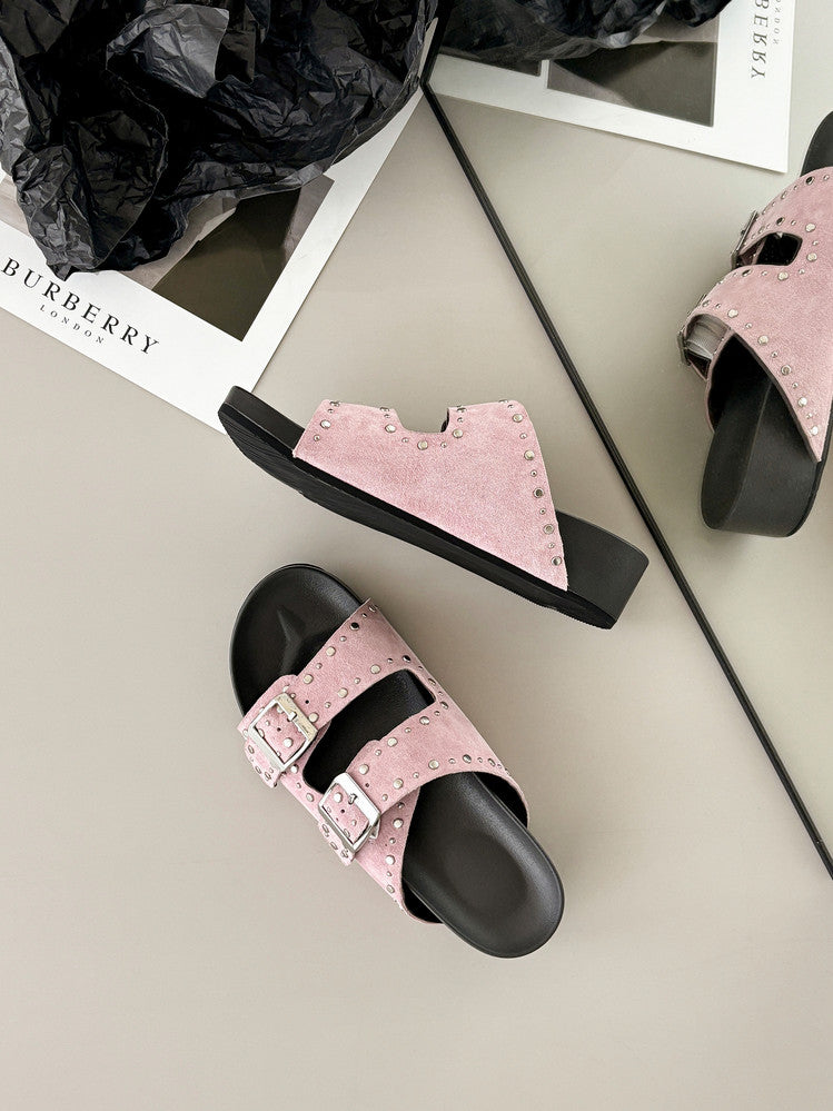 Karin Luna In Stock Spot Goods Casual Thick-Soled Belt Buckle Slippers