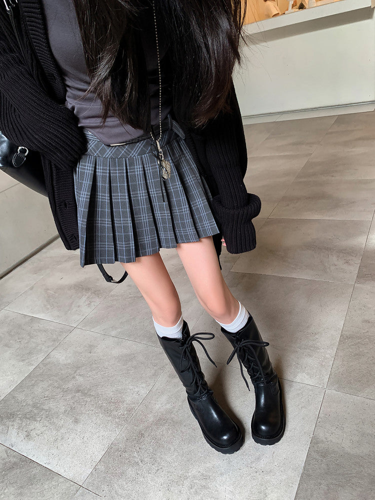Karin Luna Fashion Style Round Toe Front Lace-up Adjustable Leg Circumference Suitable for both slim and thick legs