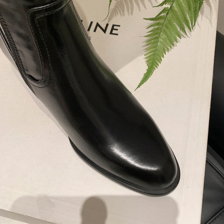 Karin Luna exploded  Three versions exploded Single Fleece Lining Fur Collar Version  Thick Fur Collar Foldable Hot-Selling Full Cowhide Pointed Toe Chunky Heel Classic Style