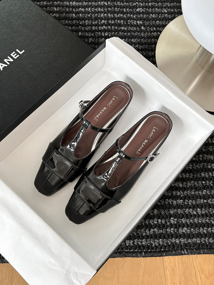Karin Luna In Stock Spot Goods  t Square-Toed Full Leather Basic Slippers