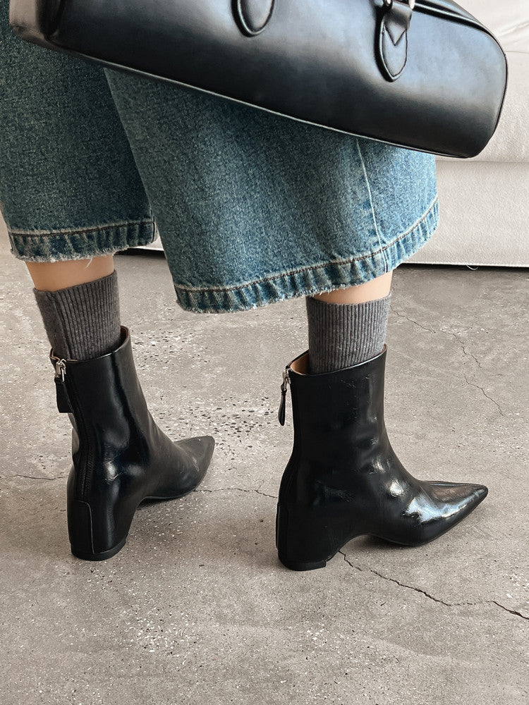 Karin Luna Versatile Elegant Style Pointed Toe Hidden Wedge Short Boots