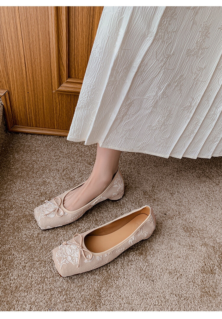 Karin Luna In Stock  In stock  Vintage Chinese Style Embroidered Rose~ Butterfly Knot Granny Shoes