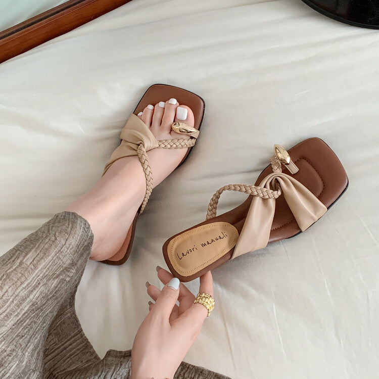 Karin Luna has a sense of design ~Twist Braided Cross Strap Square Toe Sandals