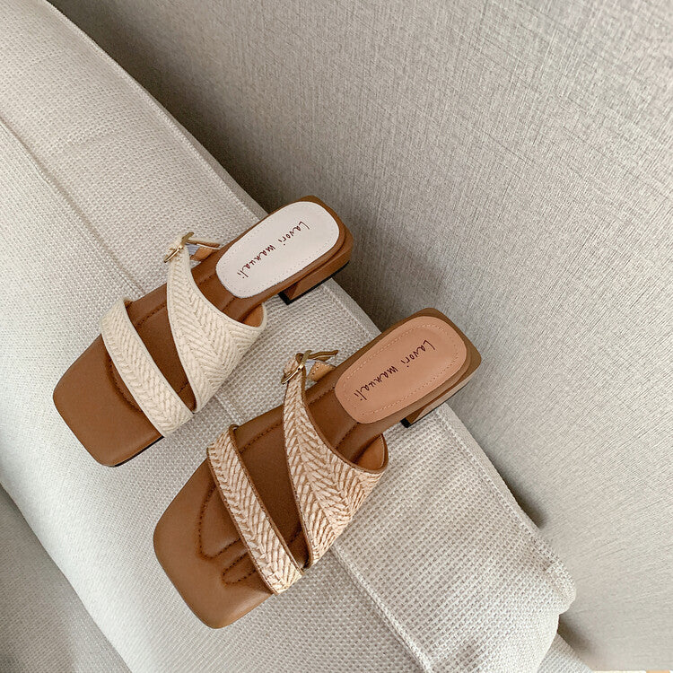 Karin Luna Full of casual charm~ Irregular Weaving Design Flat Slippers