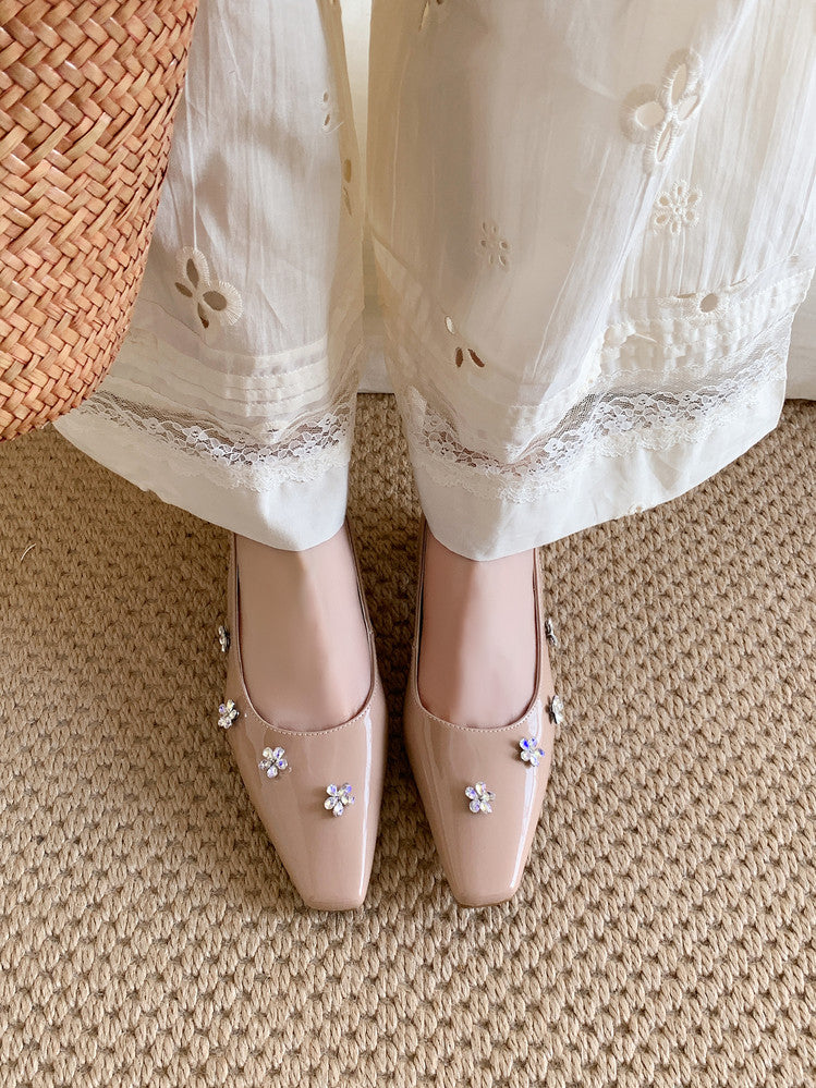 Karin Luna In Stock  Spot Goods  Rhinestone Small Square Toe Closed-Toe Sandals