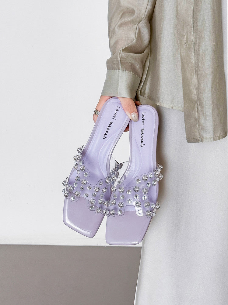 Karin Luna In Stock Spot Goods Classic versatile transparent sequin slippers
