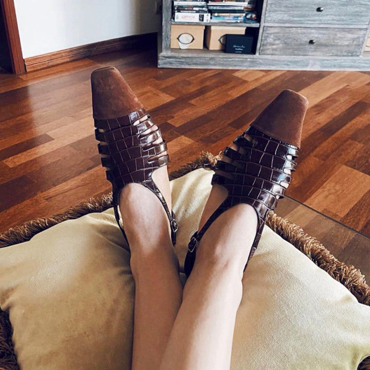 Karin Luna In Stock Spot Goods   French Retro Small Square Toe Closed-Toe Elegant Closed-Toe Sandals