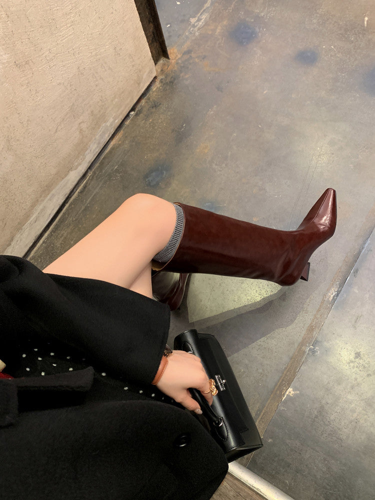 Karin Luna European and American Style Unisex Square-Toed Long Boots