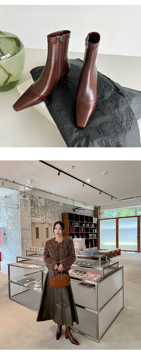 Karin Luna In Stock In Stock Slim Boots Series！Chunky Heel Ankle Boots
