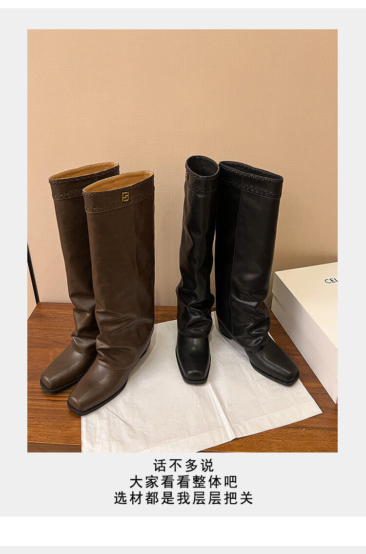 Karin Luna cool girl Stylish and Sweet Square-Toe Booties