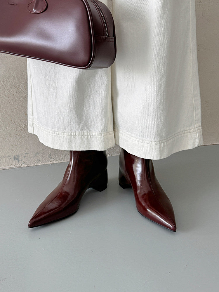 Karin Luna Elegant Pointed Toe Hidden Wedge Short Boots