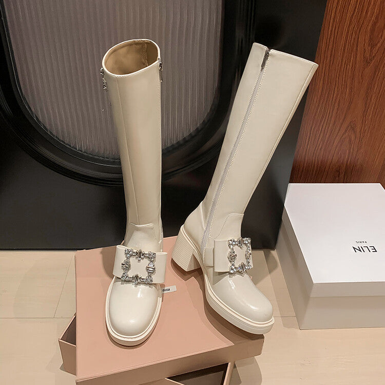 Karin Luna has prepared stock  Custom Large Square Buckle Bowknot Fastener Elegant Long Boots