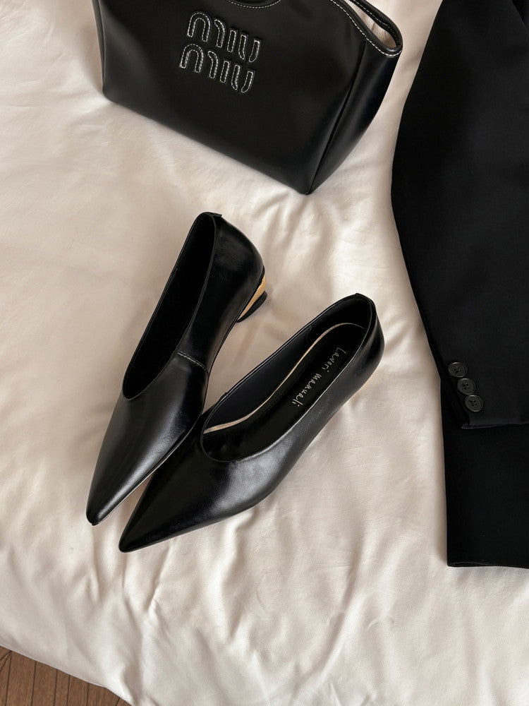 Karin Luna In Stock Spot Goods Classic three-color pointed toe metal heel shoes